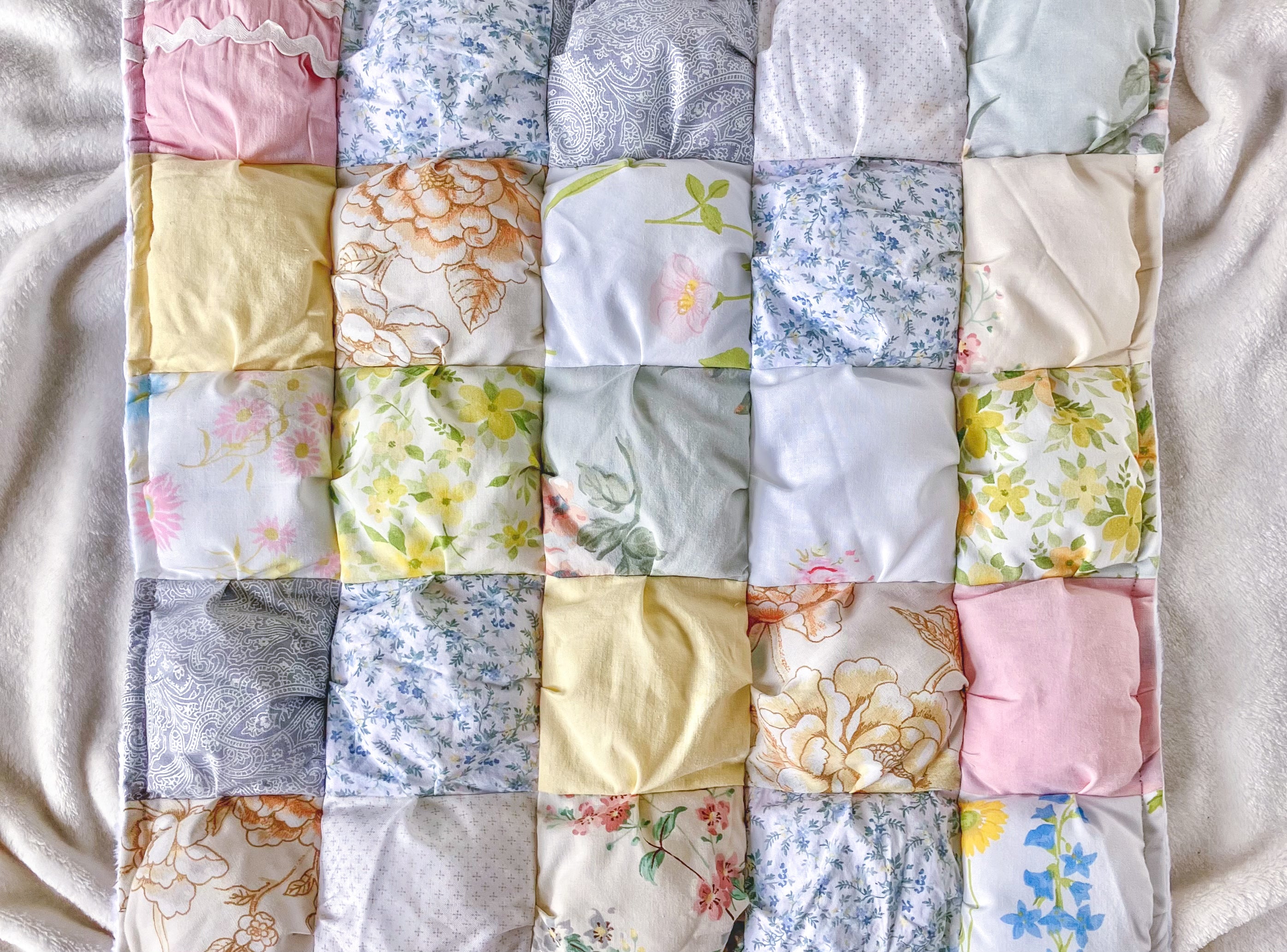 Floral Bubble Quilt Baby Blanket